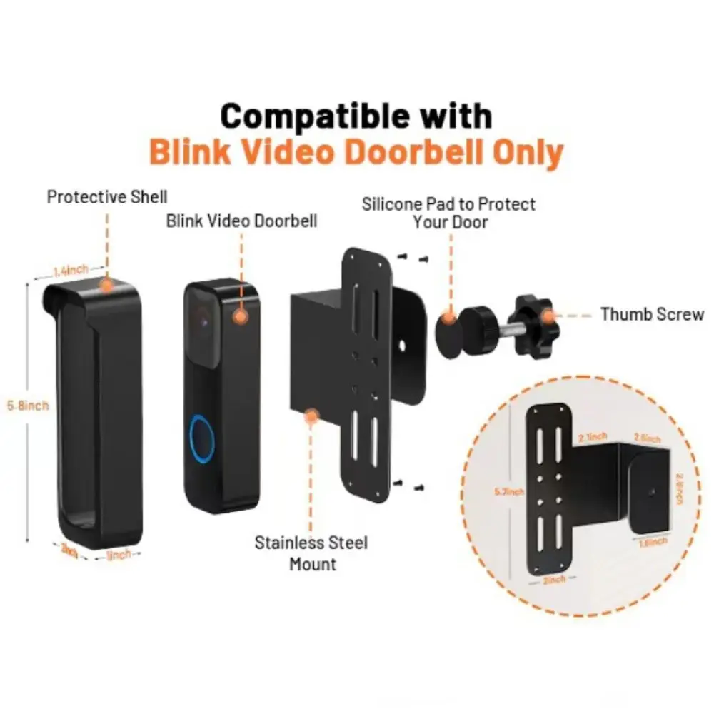 Anti-Theft Design Video Doorbell Mount Flashing Feature Weather Protection Doorbell Camera Bracket Mounting Bracket Outdoor Use