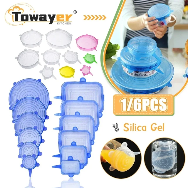 Tapas de silicona adaptables para alimentos, accesorio de cocina Universal  reutilizable, estirable, lavable, 6/12 piezas - AliExpress