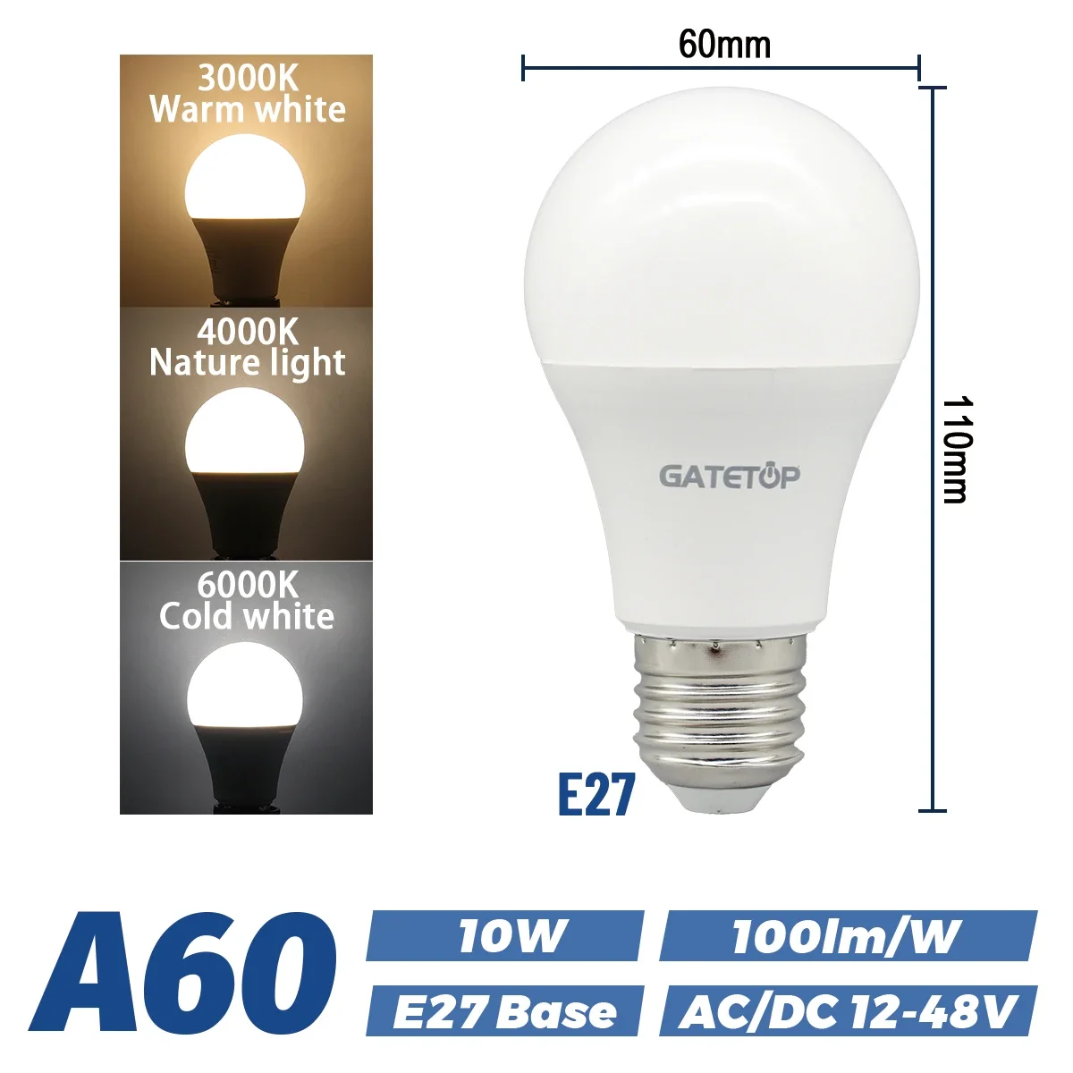 Low Voltage LED Light Bulbs with E27/B22 Base