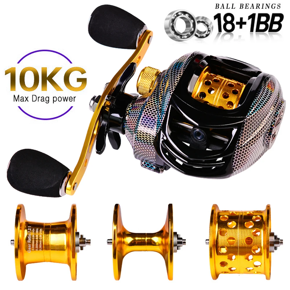 18 ball bearing double brake baitcast reel Baitcasting 18+1 7.2:1 Gear Ratio 9 Speed Braking Baitcaster Handle Nylon Heavy Duty Baitcasting Fishing Reel 10KG Fishing Reel Left Hand Sports & Outdoors DescriptionAre you looking for a professional 18+1BB Baitcasting Reel Fishing Baitcaster