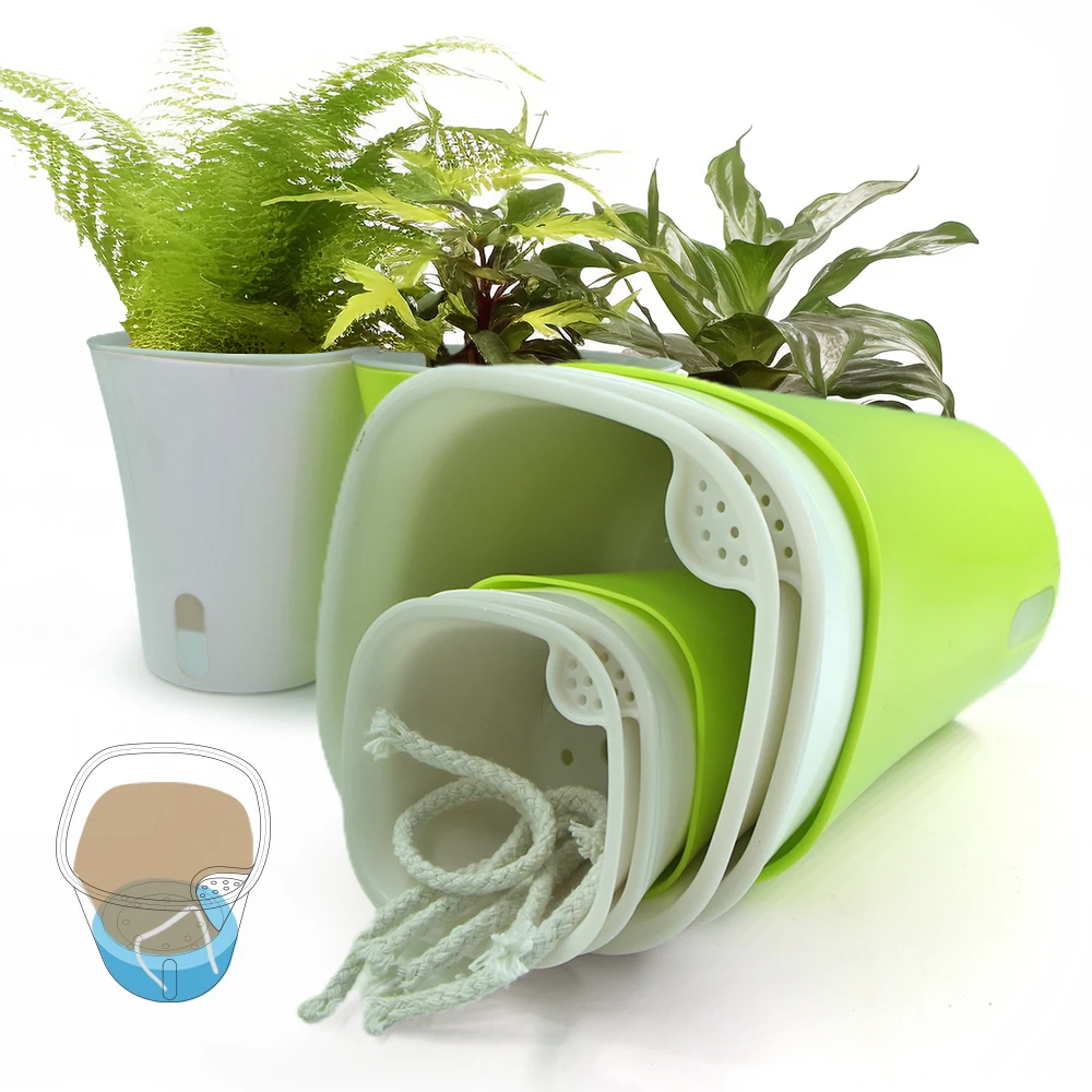 4-sizes Flower Pot Automatic Watering Plastic Growing Container Drainage Hole Self-Watering Nursery Pots Gardening Bonsai for flower pot,hydroponic flower pot,flowerpot gasket,plant pot