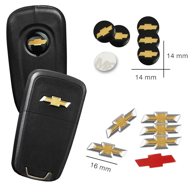 5Pcs Aluminium Metal Car Key Emblem Stickers For Chevrolet Cruze Equinox Silverado Trailblazer Bolt Spark Z71 Aveo Camaro Impala