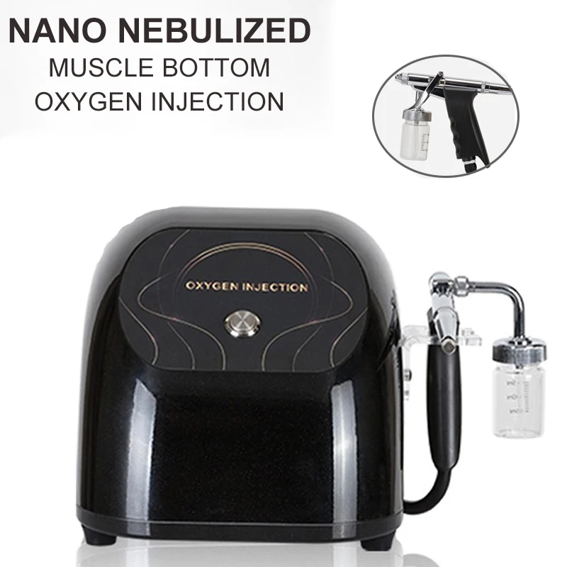 Black Oxygen Injection Device, Hand Held Electric Spray Gun,Water Nano Oxygen Injector, Household Spray, Beauty Care Instrument