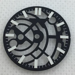Hollow Skeleton Dial 28.5mm with Multi - Color Design and Green Luminous Features (Black)