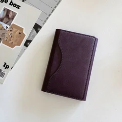 Magnetic Folding Wallet Card Holder - Premium PU Leather Case with Stand Cover (PURPLE)