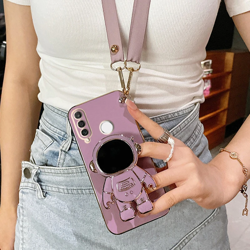 Astronaut Crossbody Lanyard Phone Holder Case with Stand and Back Cover