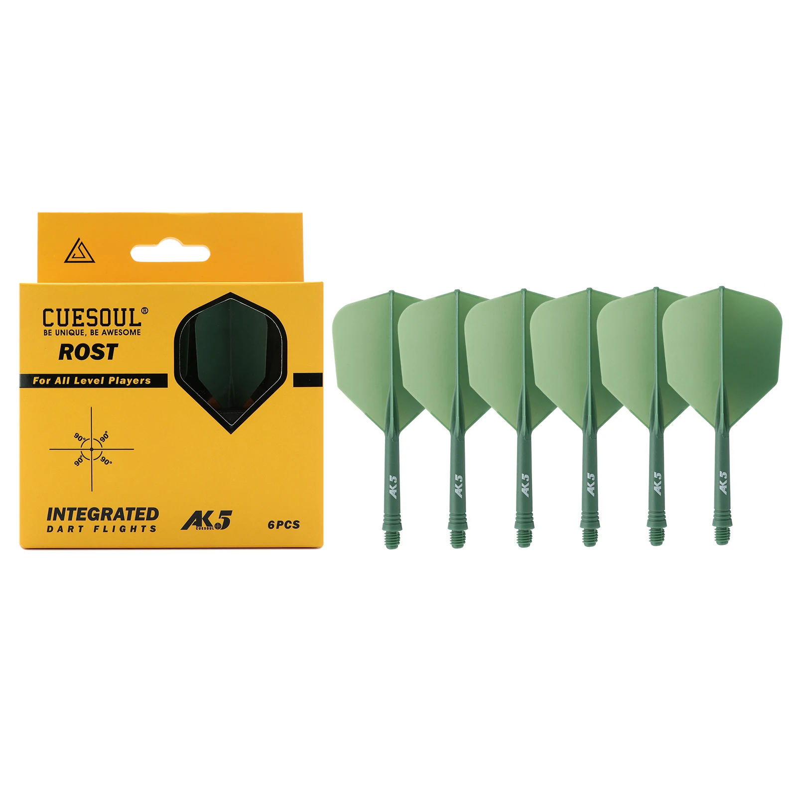 

CUESOUL Integrated Dart Shaft and Flights 6 Pcs Big Wing Shape-Green 28mm