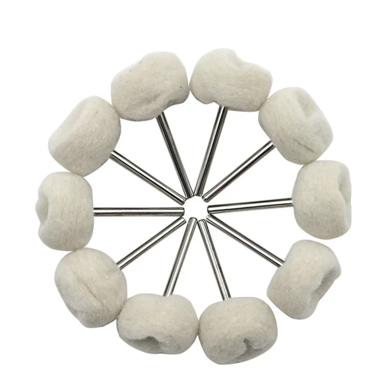 10pcs 3mm Shank Mounted Soft Wool Fine Cotton Polishing Buffing Wheel For Polishing Kit Or Mini Drill 4