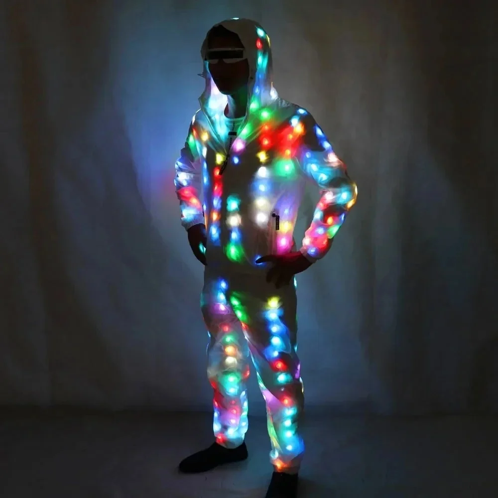 Waterproof LED Light-Up Rave Jacket for Night Performances and Dance