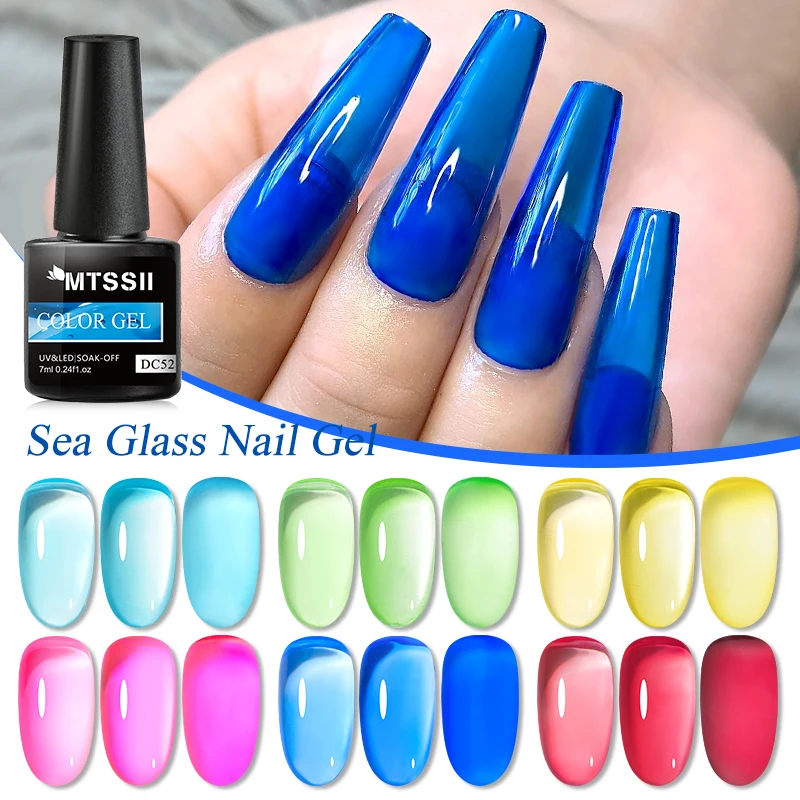 Mtssii7MLJellyGlassGelNailPolishSemitransparentSeaBlueGel
