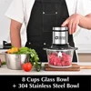 Food Processors,Small Meat Grinder & Food Chopper Electric Vegetable Chopper with 2 Bowls (8 Cup+8 Cup)& 2 Bi-Level Blades 3