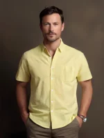 Chemise à manches courtes pour hommes simples de couleur unie 100% pur coton de haute qualité à la mode pour l'été, vêtements quotidiens décontractés, chemise douce respirante de coupe régulière d'affaires de couleur unie 1