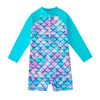 Girls Swimwear Kids Mermaid Swimsuit Suit for Pool /Hot Spring/Beach Long Sleeve One-Piece Rash Guard Swimwear 3-12 Years Old 3
