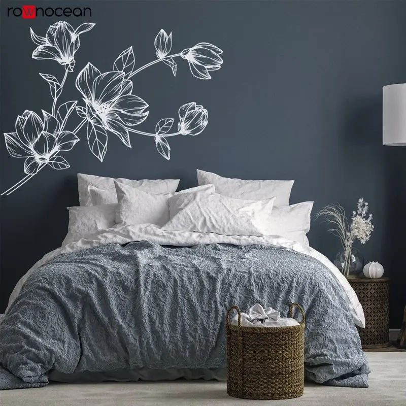 Magnolia-Flower-Wall-Decal-Magnolia-Corner-Wall-Sticker-Nature-Decor ...