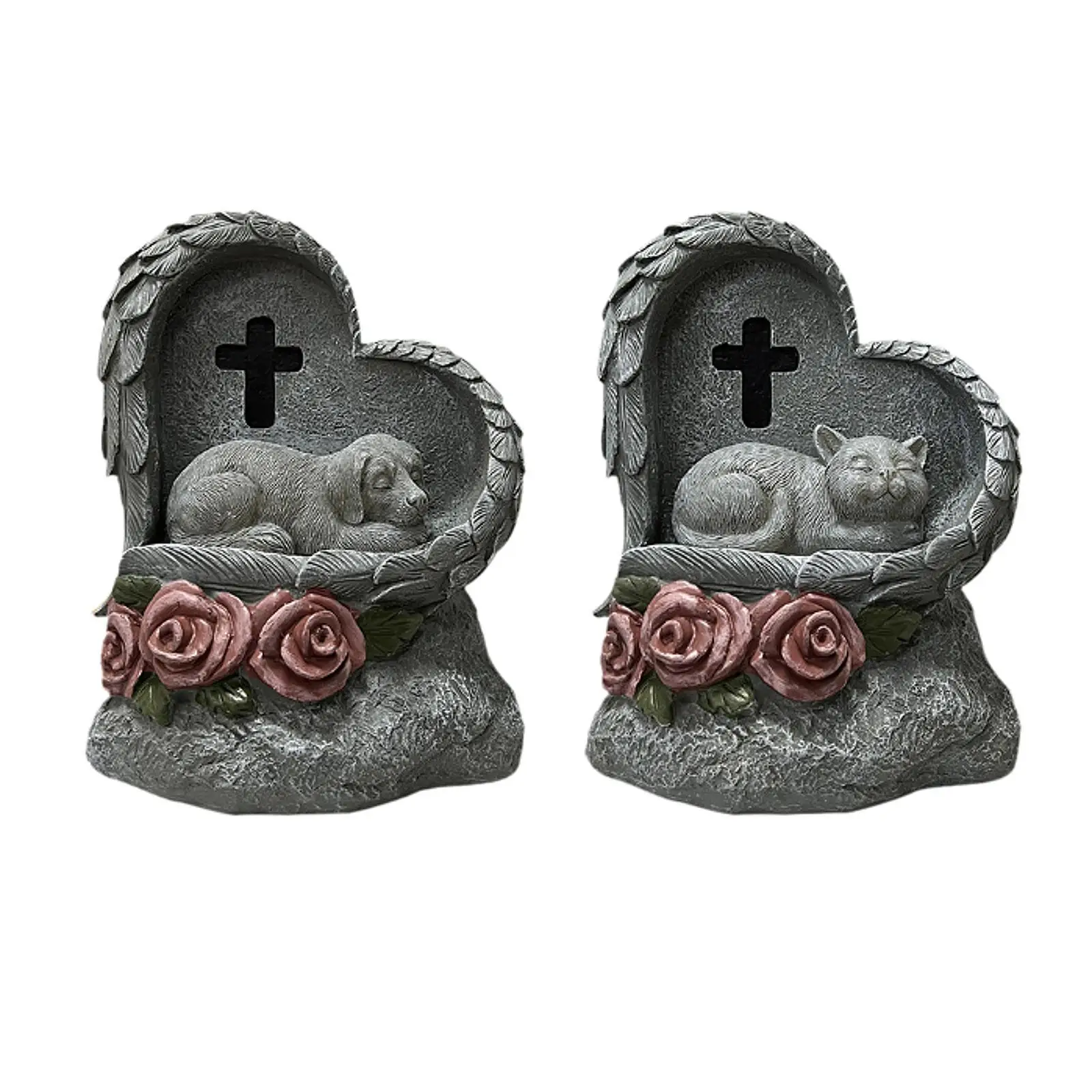 Pet Memorial Headstone Statue Backyard Sola Powered Outside Pet Grave Marker