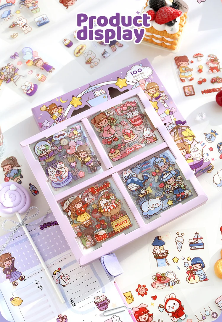 Simno 100 Sheets Flowers Mushroom Stickers Retro Literary Decorative Sticker Set Stationery Wholesale