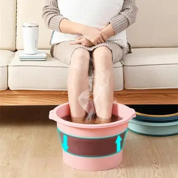 접이식 실리콘 발 목욕 양동이, 대야 마사지, 세척 양동이, 욕실 액세서리, 성인 및 어린이용 휴대용 족욕