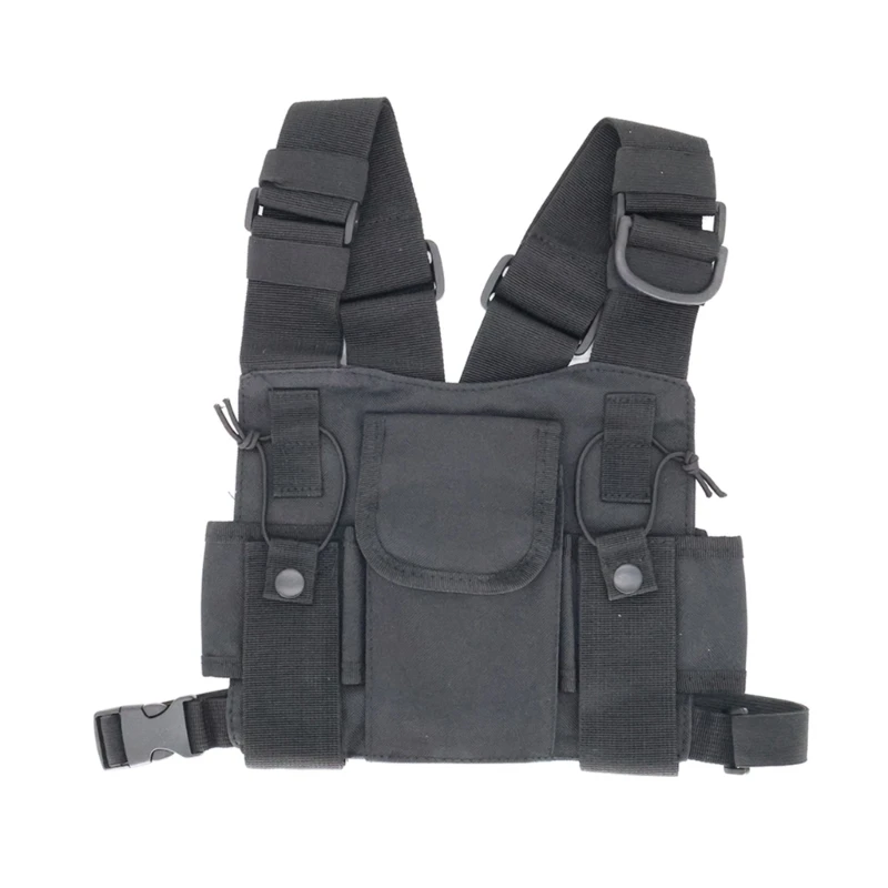 

Y1UB Durable Water Resistant Nylon Radio Bag Vest Chest Pack with Phone Mount Compatible for UV 5R UV 82 UV-9R Hiking Camping