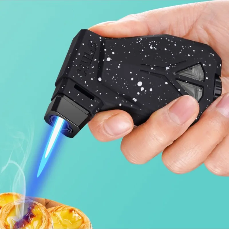 Windproof Inflatable Lighter, Trendy And Cool Spray Gun Lighter, Windproof Blue Flame, Portable Cigar Lighter Men'S Smoking Gift