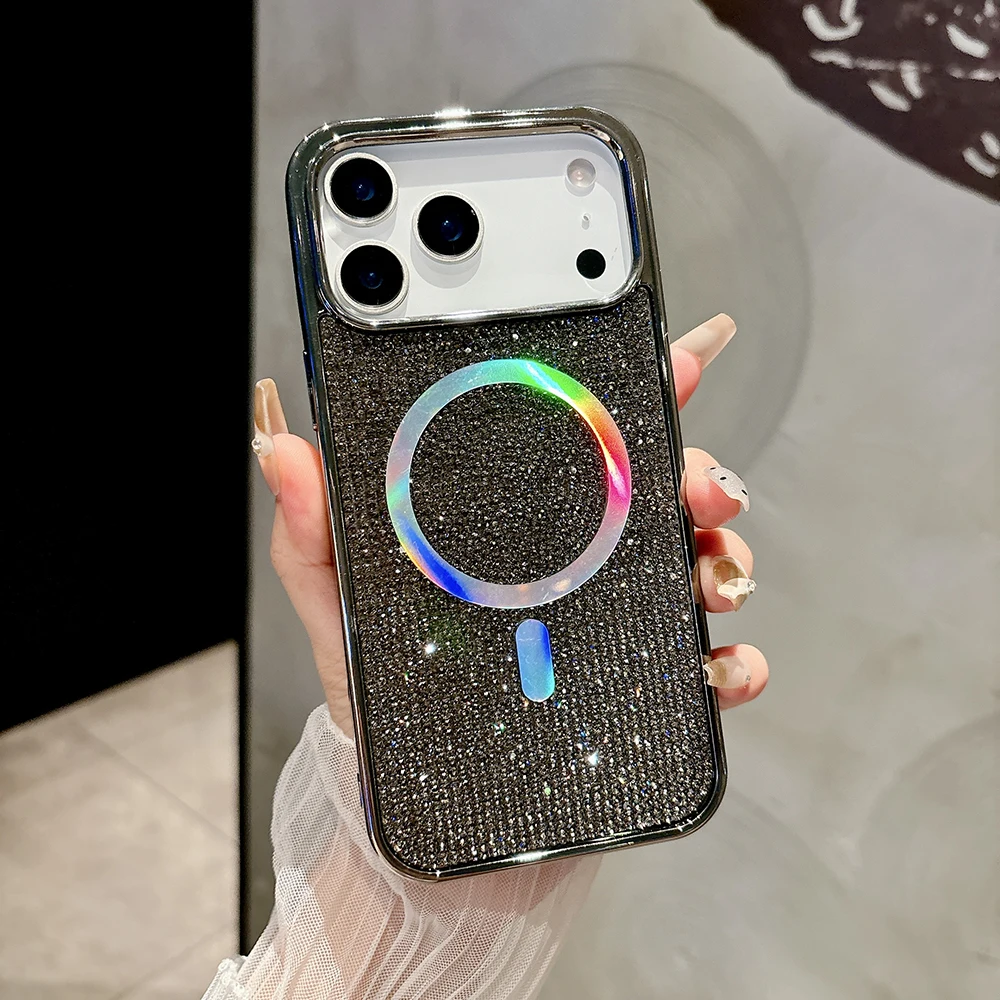 Luxury Diamond Bling Glitter Sequin Plating Magnetic Case Cover