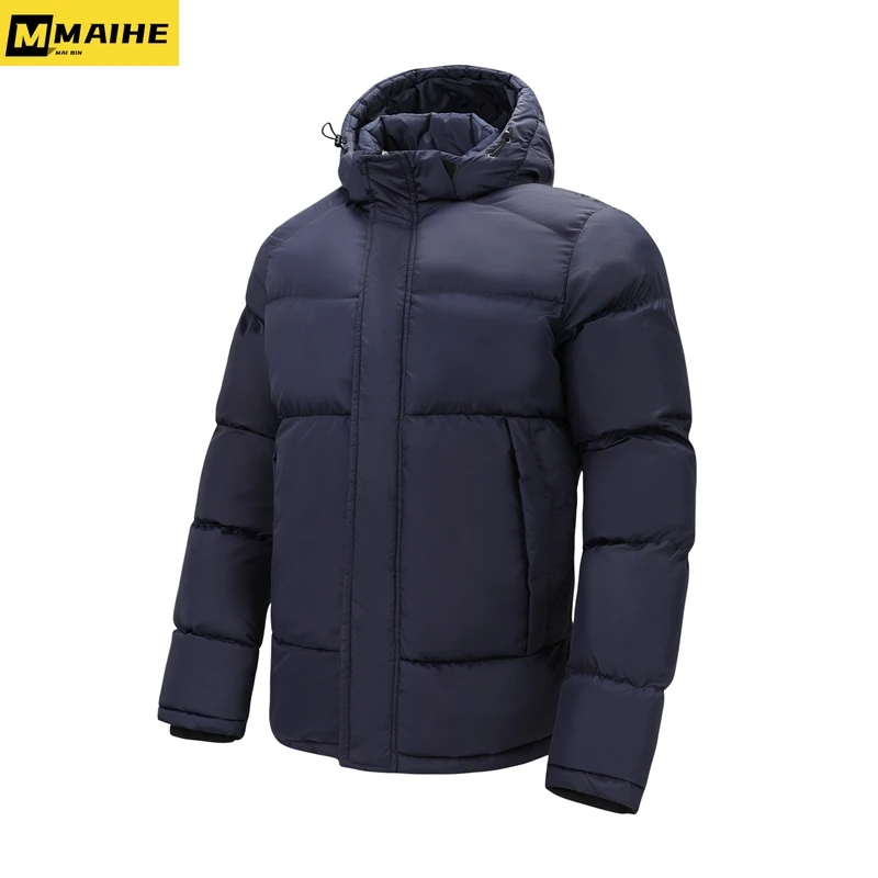 

2023 High quality brand men's winter parka thickened windproof warm coat New fashion classic men's hooded jacket black outerwear