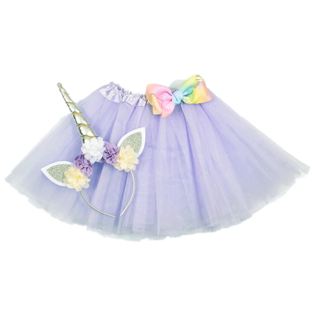 

Girl Outfits Girls Costumes Unicorn Headwear and Dress European American Fairy Child