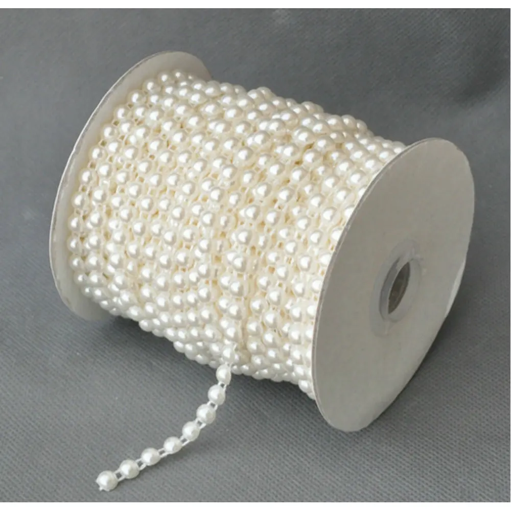 

5 Meters 6mm Beige /White Pearl Beads Semicircle Thread Bead Chain For Wedding Decoration Bride Holding Flowers Accessories