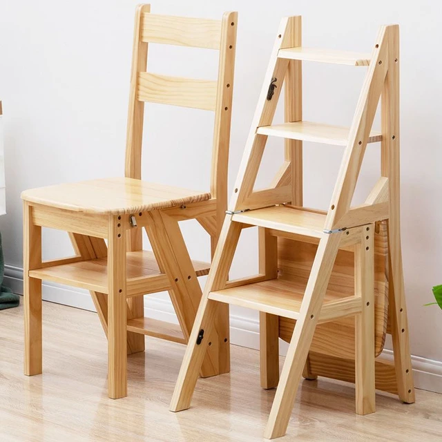 Scale in legno massello scala pieghevole per uso domestico sedia sgabello  sedie a doppio scopo scala a pedale per arrampicata scala multifunzionale  Ins - AliExpress