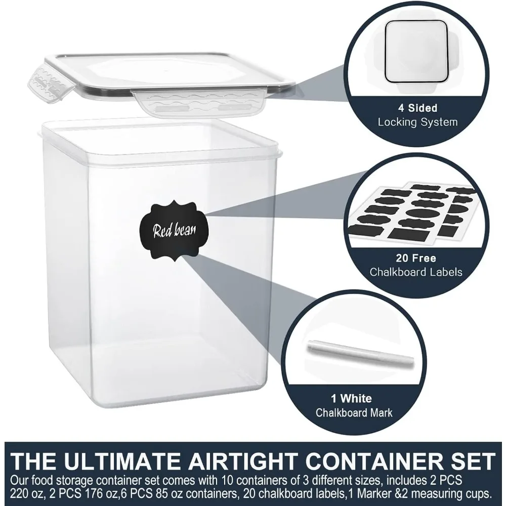 Extra Large Food Storage Containers with Lids Airtight (6.5L, 220 Oz