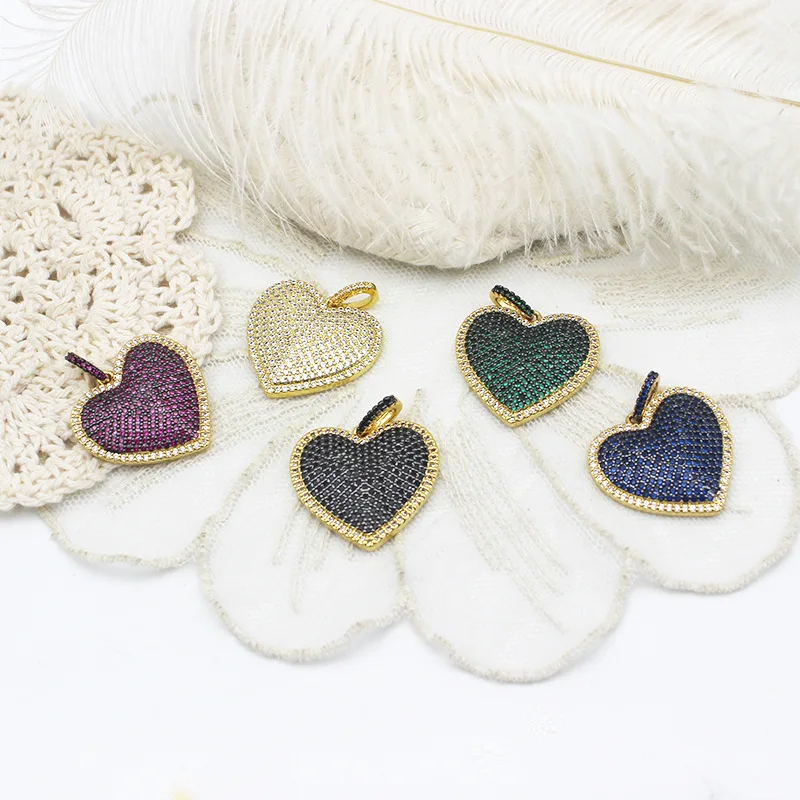 

3Pcs New Hip Hop Personality Heart Lady Jewelry DIY Custom Fashion Full Colorful Zircon Pendent jewelry Accessory Making