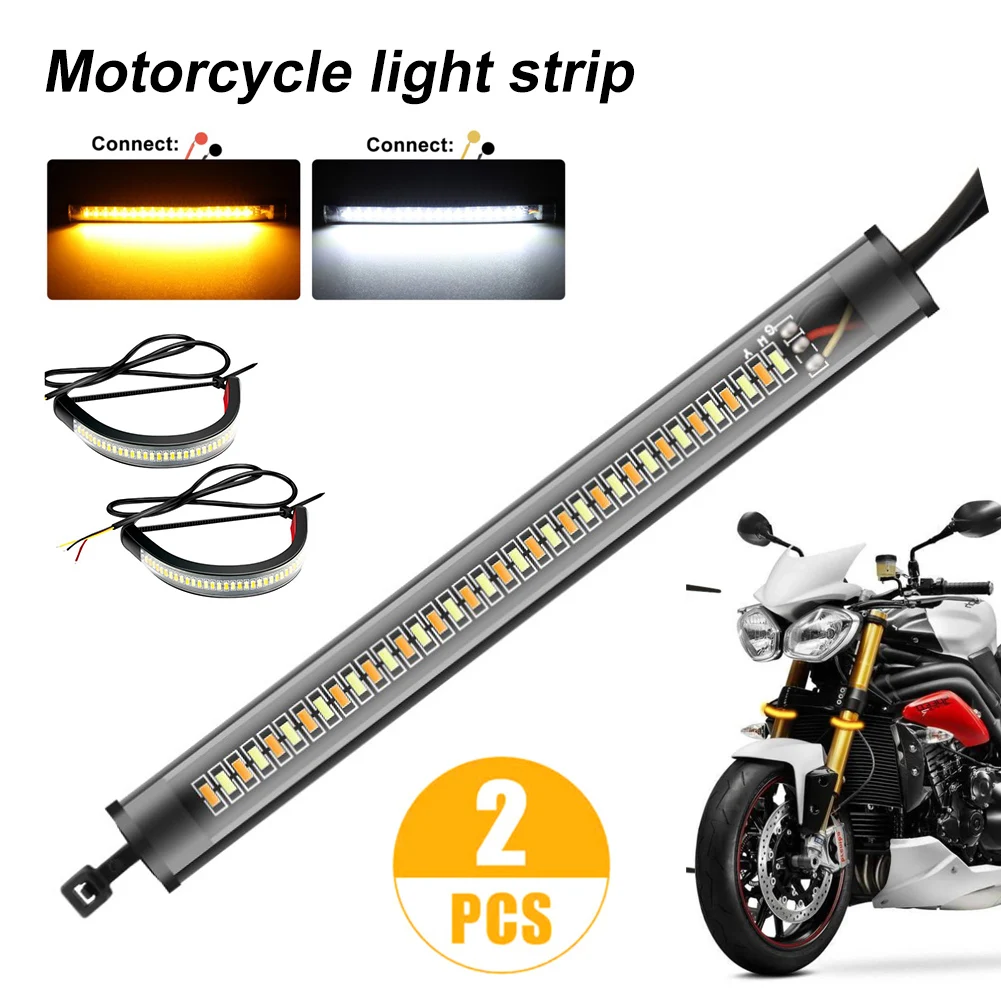 

2PCS Universal Motorcycle Ring Fork Light Strip 12V Motorcycle LED Turn Signal Light Flashing Blinker Motorcycle Accessories