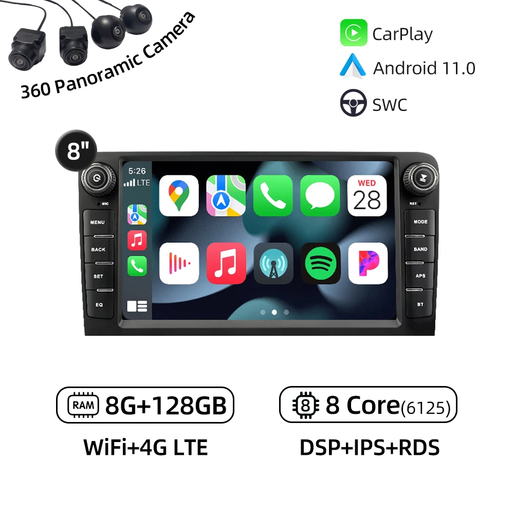 Autoradio Android 13.1" Pour Audi A3/S3 (2003-2013) - Octa Core, GPS, CarPlay - Neuf