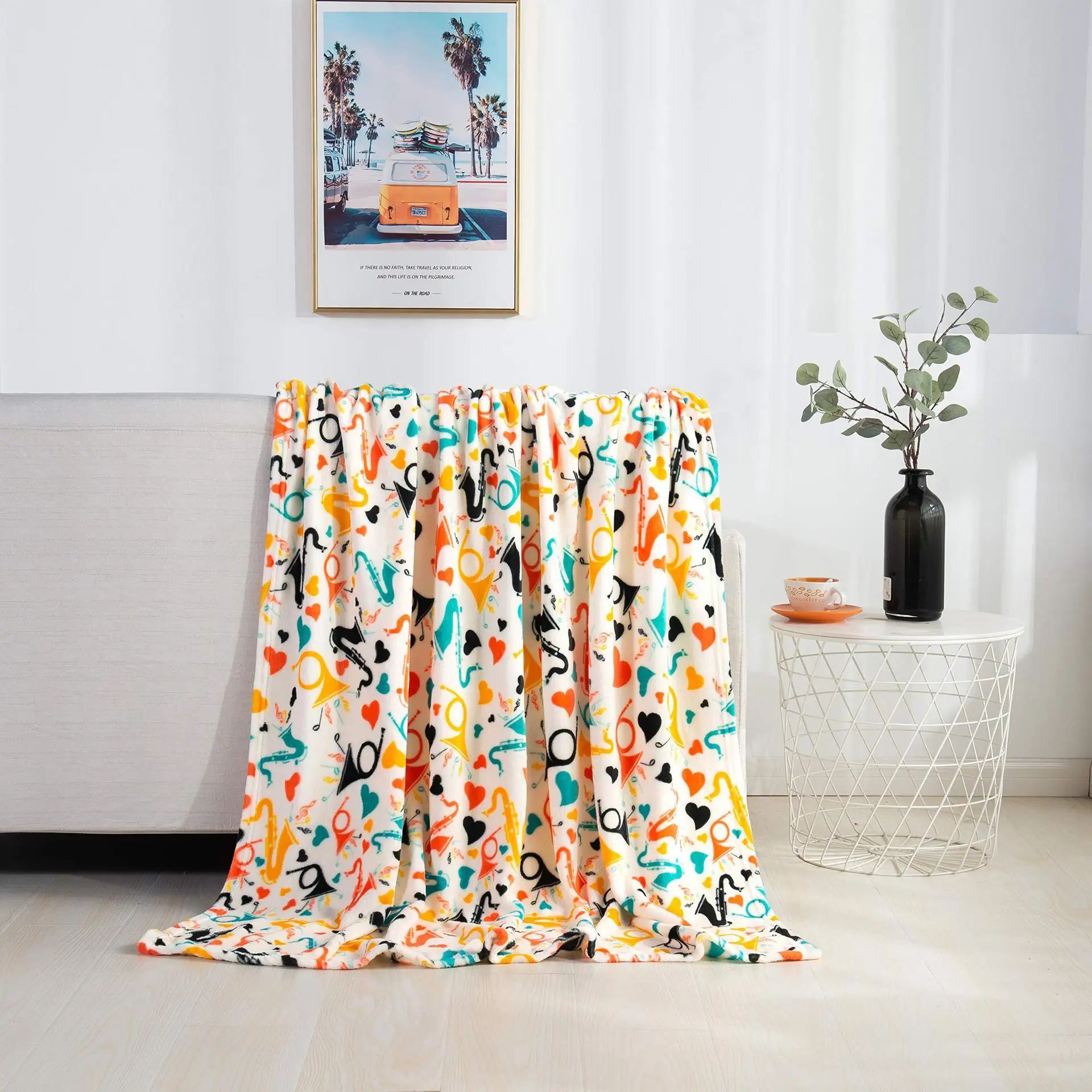 Christmas Flannel Single Layer Cover Blanket, Outdoor Camping, Autumn280G