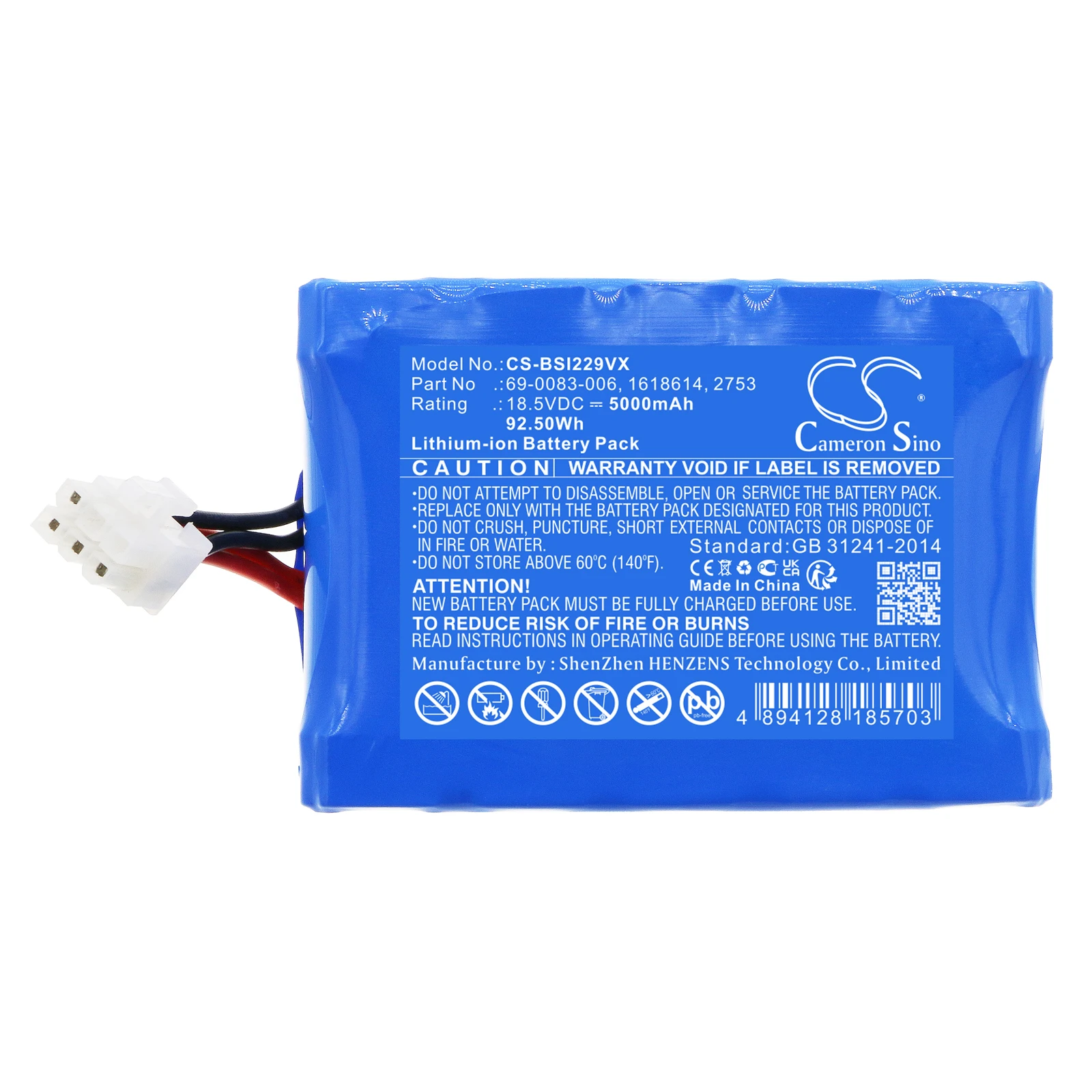 

CS Battery For Bissell 1618614 2753 69-0083-006 ICONpet 2291 2291A Capacity 5000mAh/92.50Wh Color Blue Grass Weight 562g
