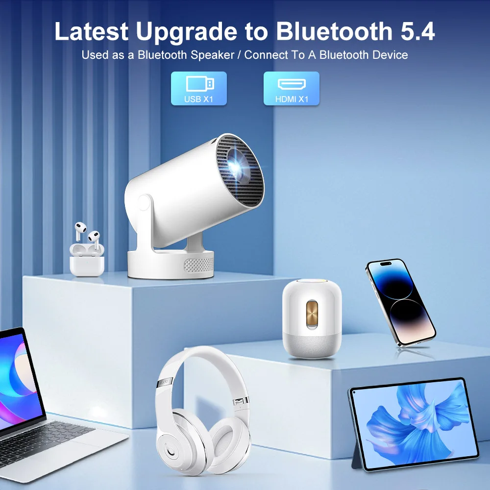 Salange HY300 Ultra Android11.0 4K 720P Portable Projector WiFi6 BT5.4 Outdoor Home Theater Auto Keystone 2025 Update HY300 Pro+