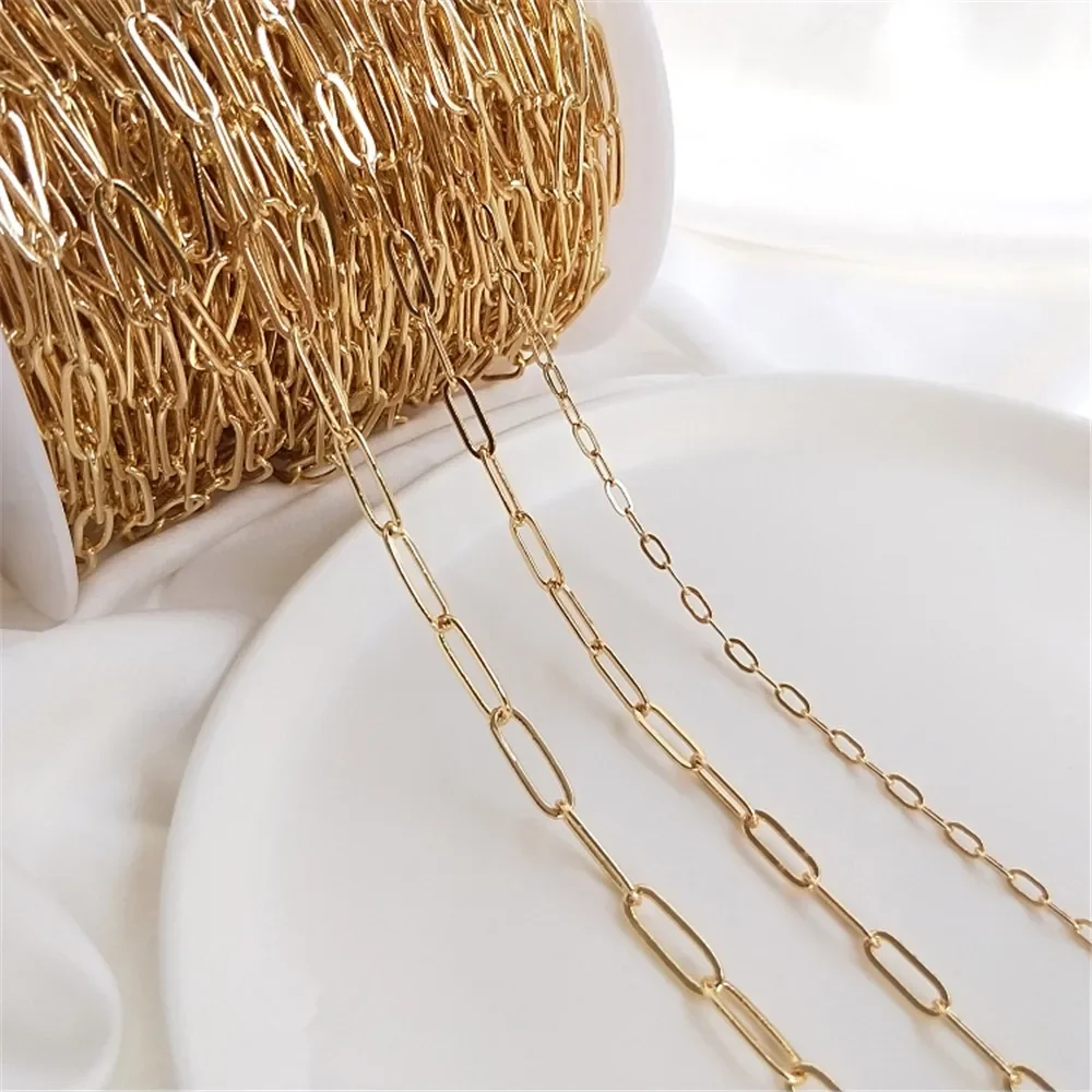 

14K Gold Plating Square chain Oval O chain DIY bracelet necklace material jewelry loose chain accessories