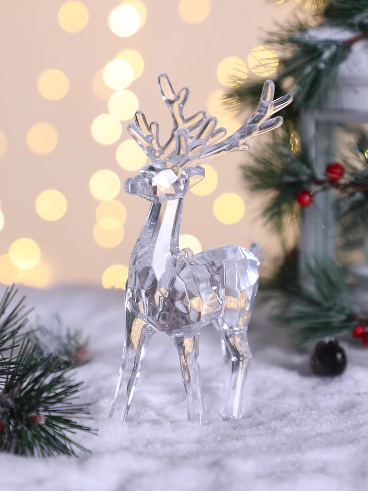 Amosfun - Ornement Renne En Acrylique Transparent - Déco De Noël Mignonne Pour Table Ou Étagère