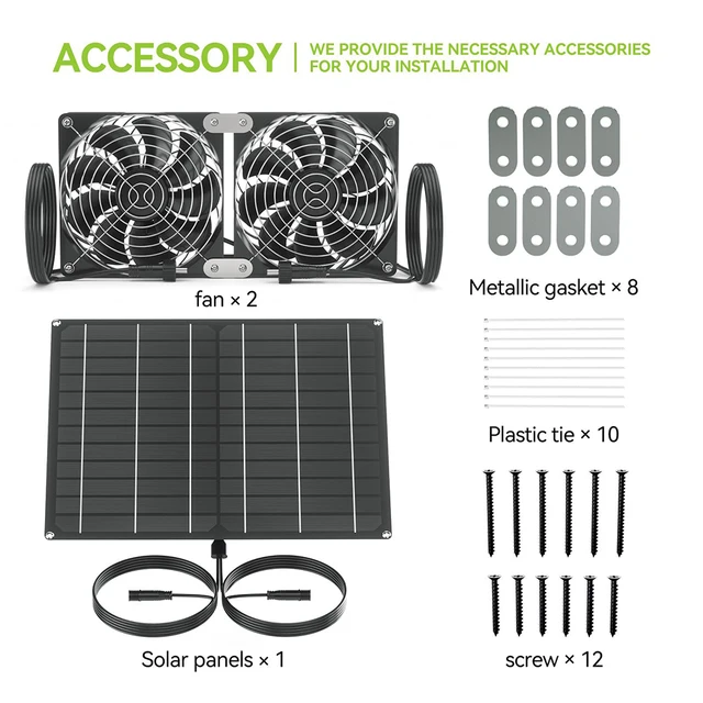 Vankarr Solar Ventilator 15W - Doppellüfter Für Gewächshaus & Stall | Ohne Strom