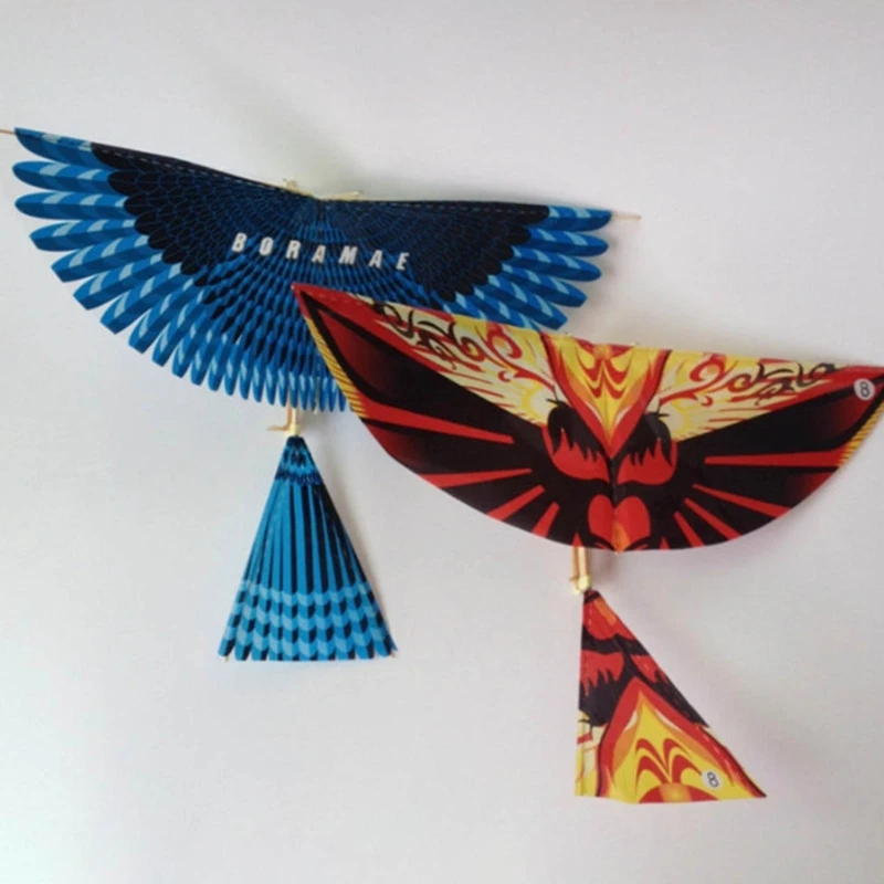 Handmade Rubber Band Power Ornithopter Bird Model Science Kites Toy Children colorful rainbow kite