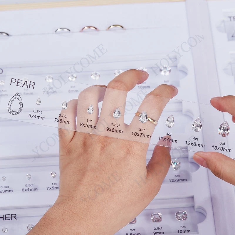 Jewelry Tool Template CustomComparison Chart CZ 5A Selectable Diamond Carat Dealer Tools Kit Set Reference for Ring Measurement