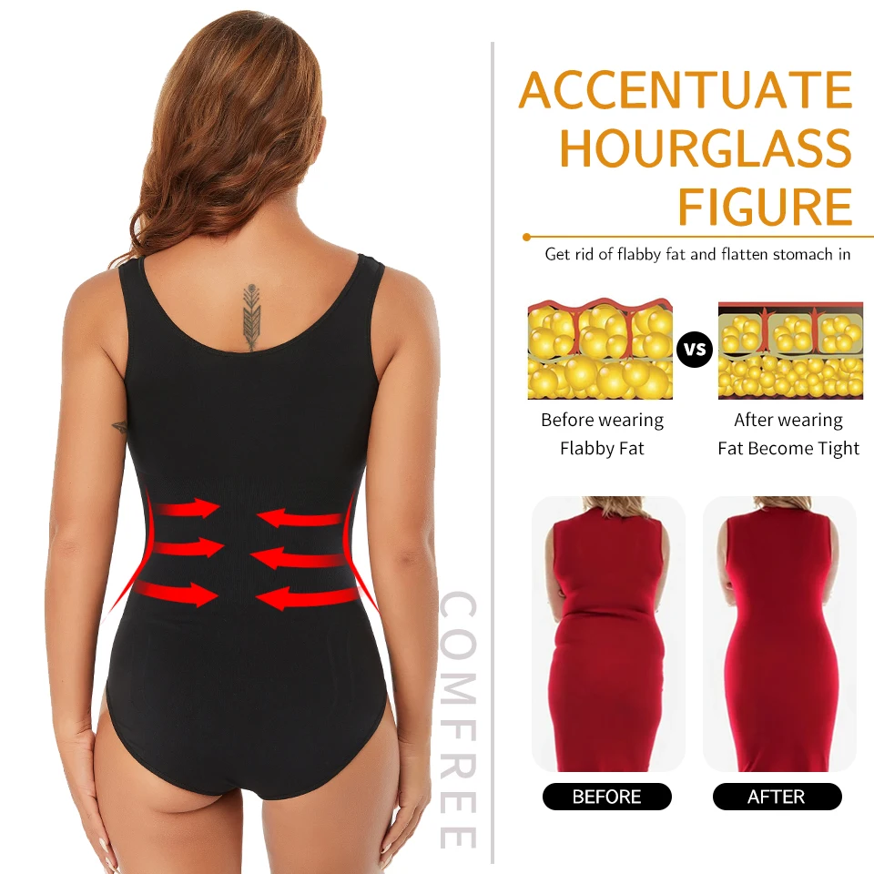 Women Shapewear Bodysuit Seamless Tummy Control Body Shaper Tank Tops Compression Shirts Waist Trainer Vest Slimming Underwear target shapewear