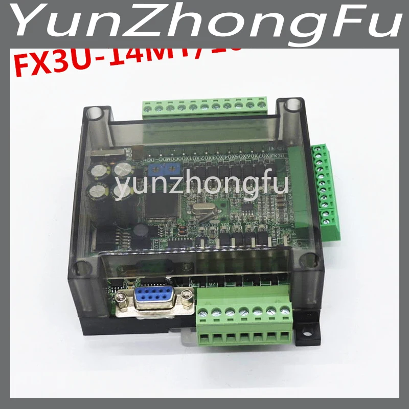 

High speed FX1N FX2N FX3U-14MT/10MT PLC industrial control board 6AD 2DA with shell and RS485 RTC Real time clock