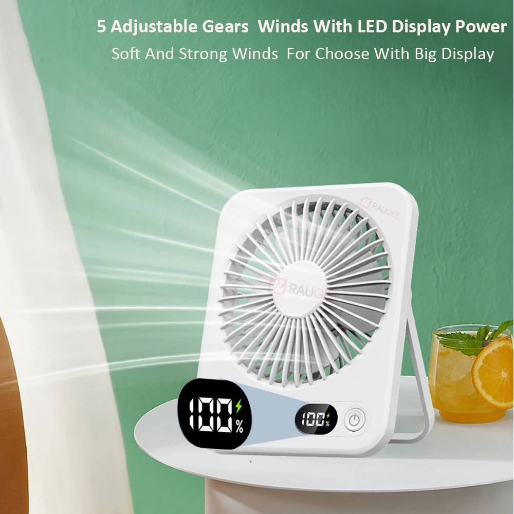 Mini Portable USB Rechargeable Wall Mount Hanging 5 Gear Student Desk Office Camping Table Fan_voghion.com
