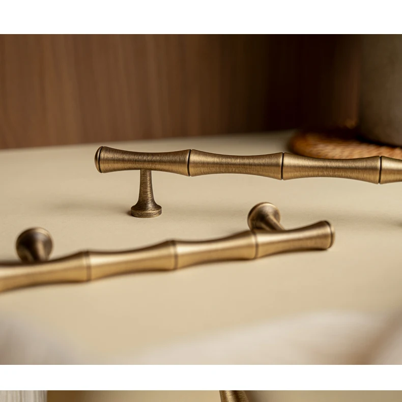brass kitchen cupboard handle bamboo style pull
