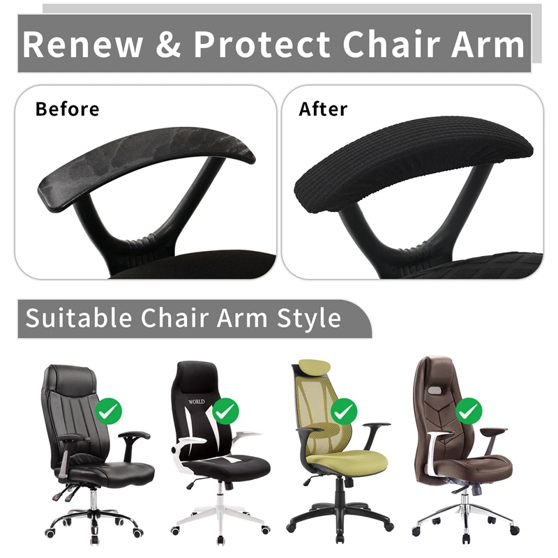 2pcs/Set Office Chair Arm Covers Removable Chair Armrest Covers Stretch  Sponge Elbow Pads Protectors for Boss Office Chairs - AliExpress