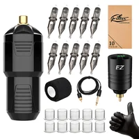 Tattoo Kits  Rotary Tattoo Machine Pen HS-1 2 with Power Supply Foot Pedal 10pcs Cartridge Tattoo Needles Set Tattoo Supply 2