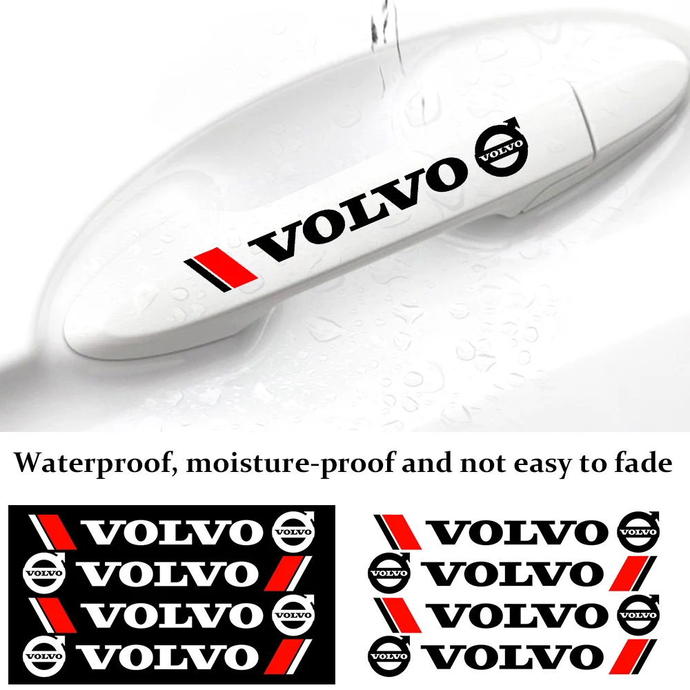 Car sticker covers automobile steering wheel sticker 4PCS Car Door Handle Rear View Mirror Sticker Vinyl Decals Auto Badge Accessories For Volvo XC90 XC60 XC70 C60 XC40 V40 S60 S90