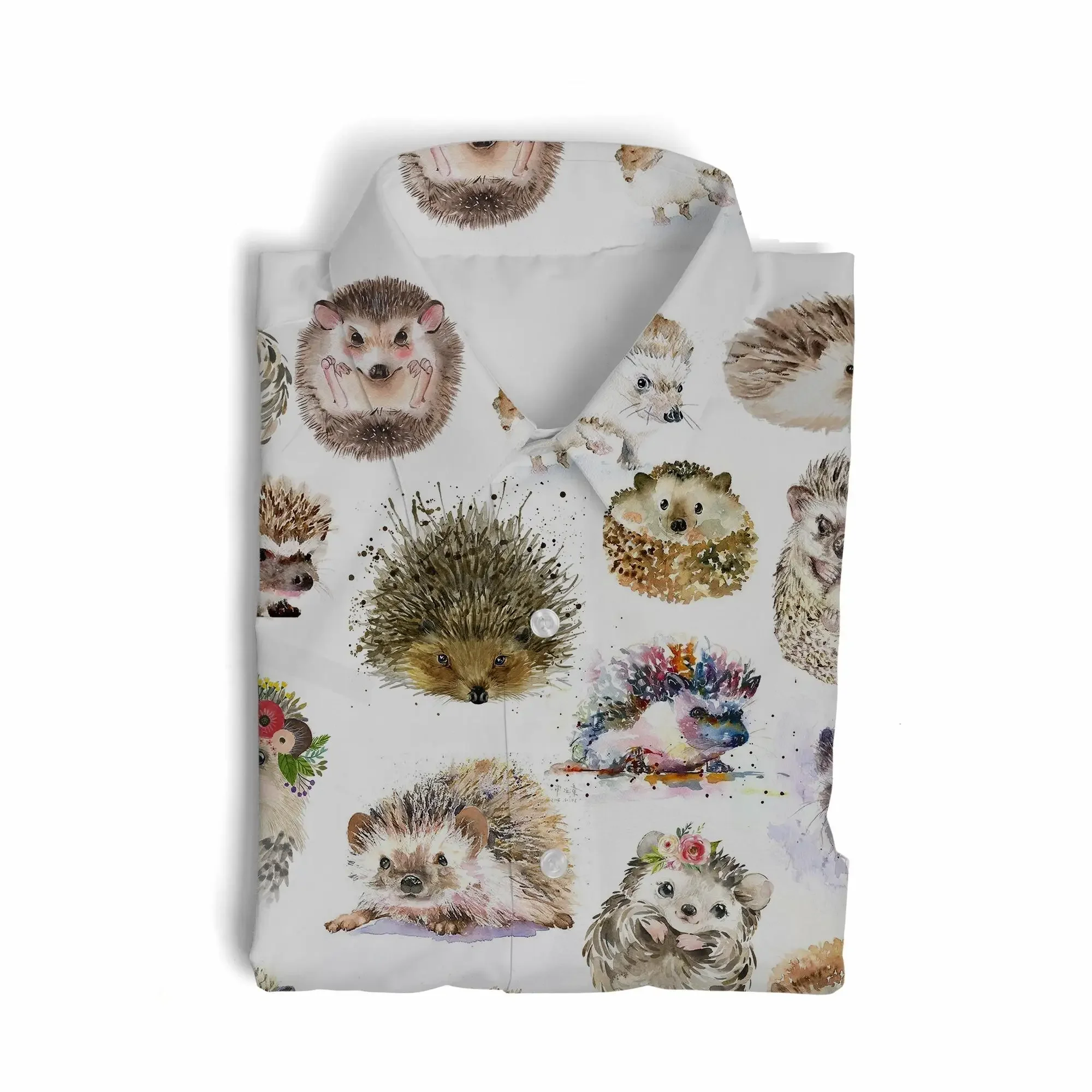 Jumeast Cute Hedgehog Pattern Short Sleeve Hawaiian Shirt Animal Graphics Polyester Aloha Shirts Tropical Casual Man Clothing 4