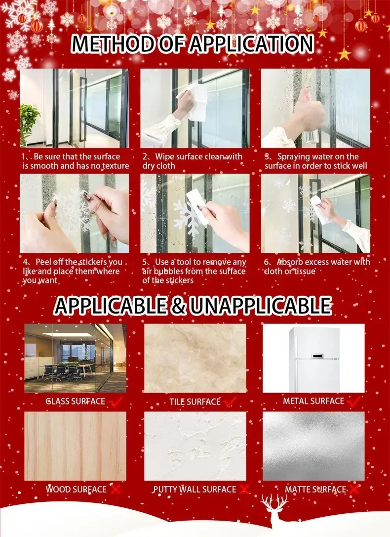 Christmas Glass Stickers Home Decor Ornaments Xmas Snowflake Santa Claus Door Shop Window Sticker New Year Christmas Decoration