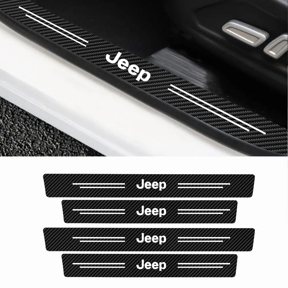 JEEP Car Threshold Strip Anti Stepping Leather Protective Sticker For Jeep Renegade Compass Grand Cherokee Wrangler jk Gladiator